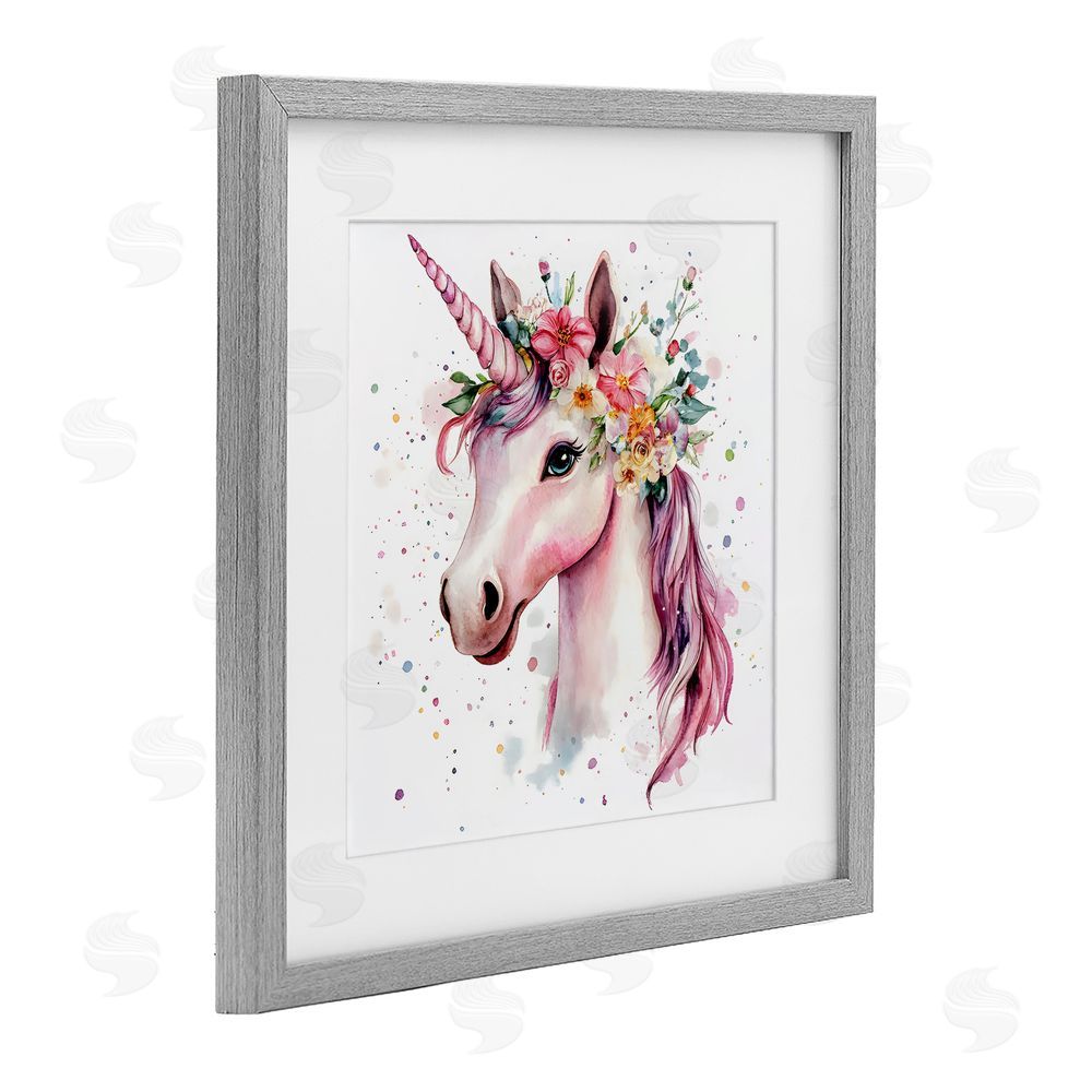 Creative Studio Majestic Unicorn Modern Splatter Gray Framed Print Under Glass Art
