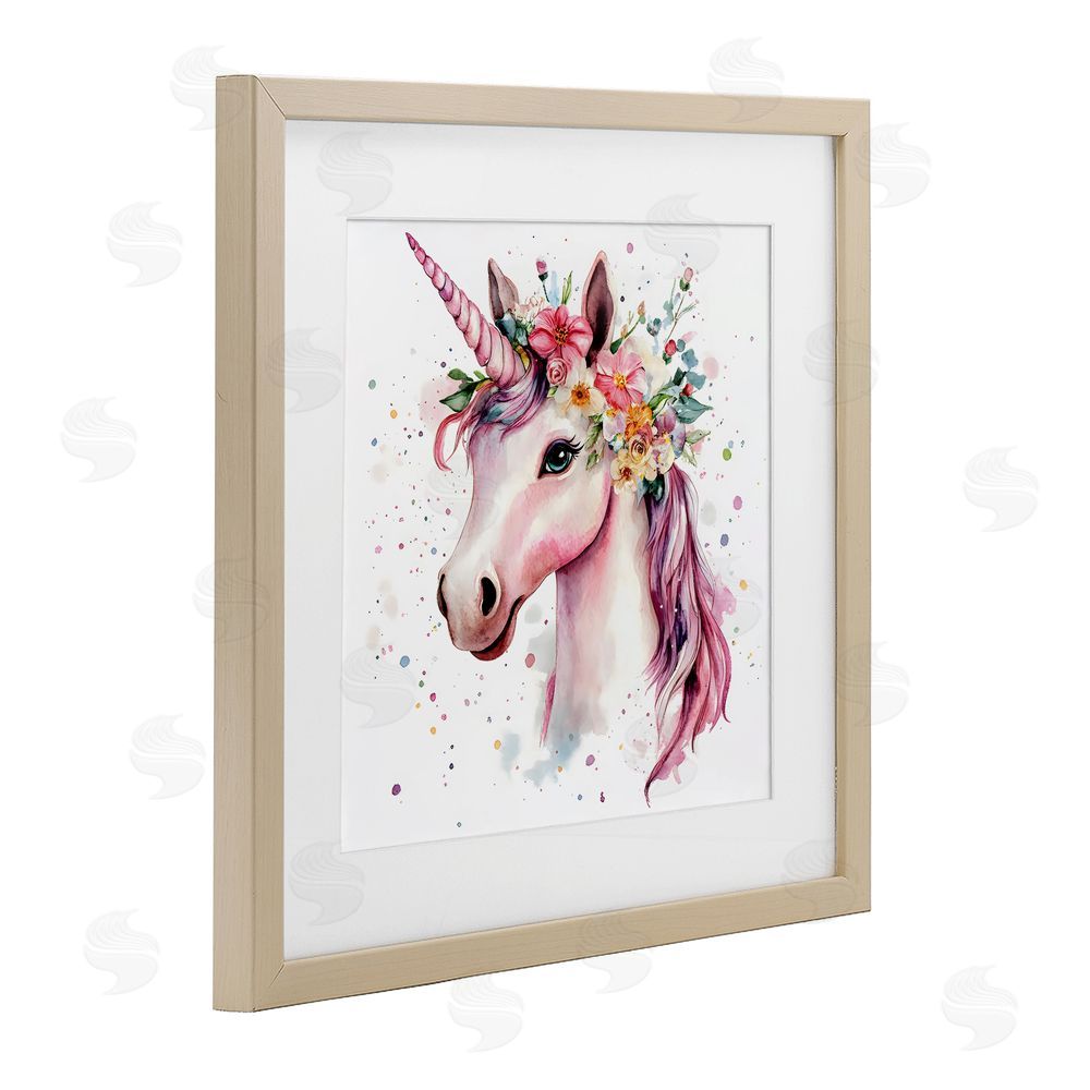 Creative Studio Majestic Unicorn Modern Splatter Birch Framed Print Under Glass Art