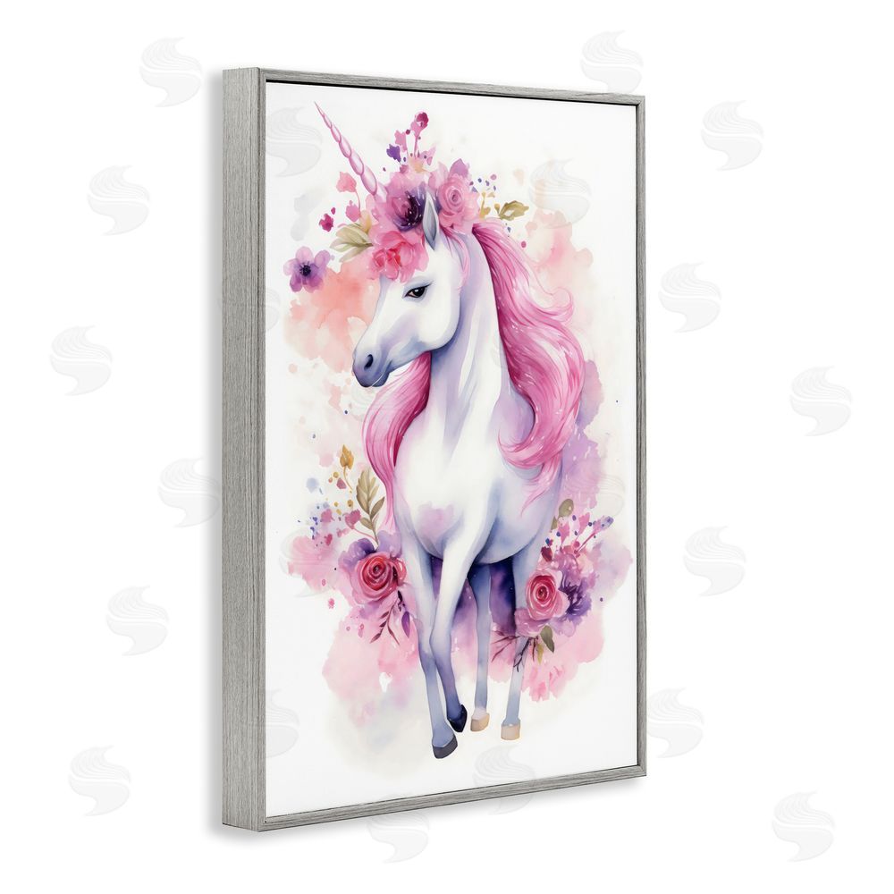 Creative Studio Pastel & Florals Unicorn Gray Framed Giclee Art Print