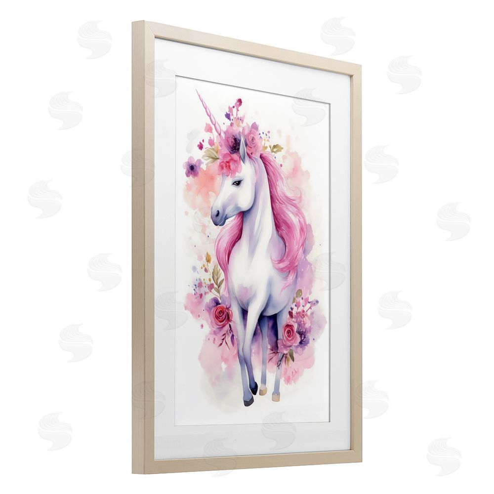 Creative Studio Pastel & Florals Unicorn Birch Framed Print Under Glass Art