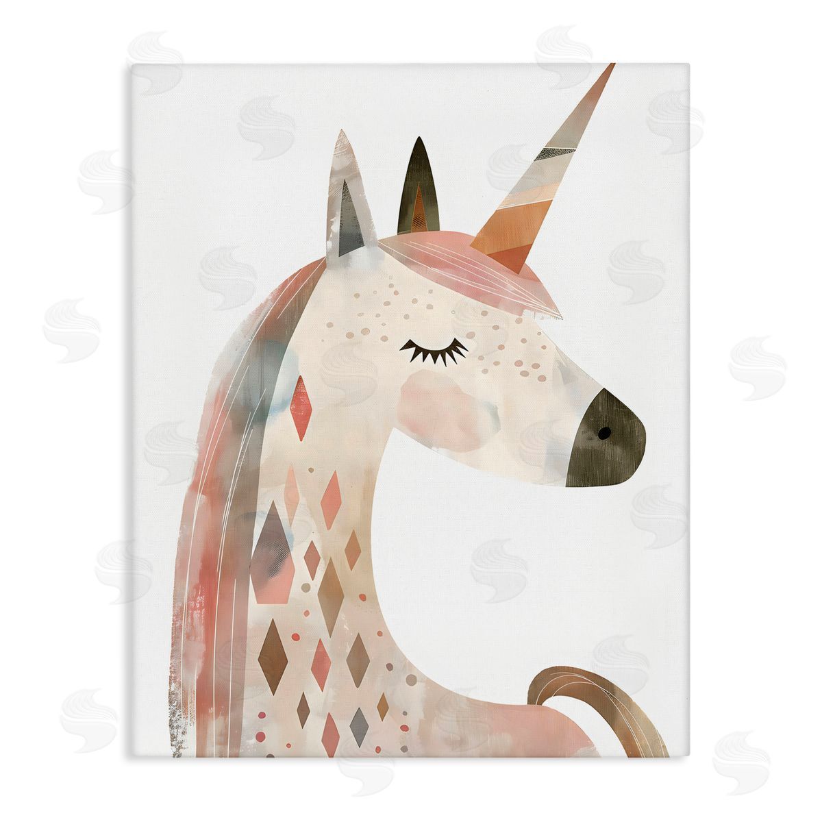 Creative Studio Neutral Unicorn with Shapes Canvas Wall Art Print