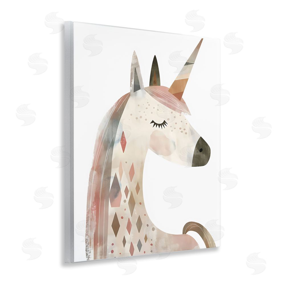 Creative Studio Neutral Unicorn with Shapes Wall Plaque Art Print