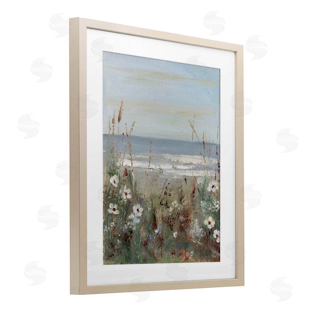Sally Swatland Wildflower Coastline Scene Birch Framed Print Under Glass Art