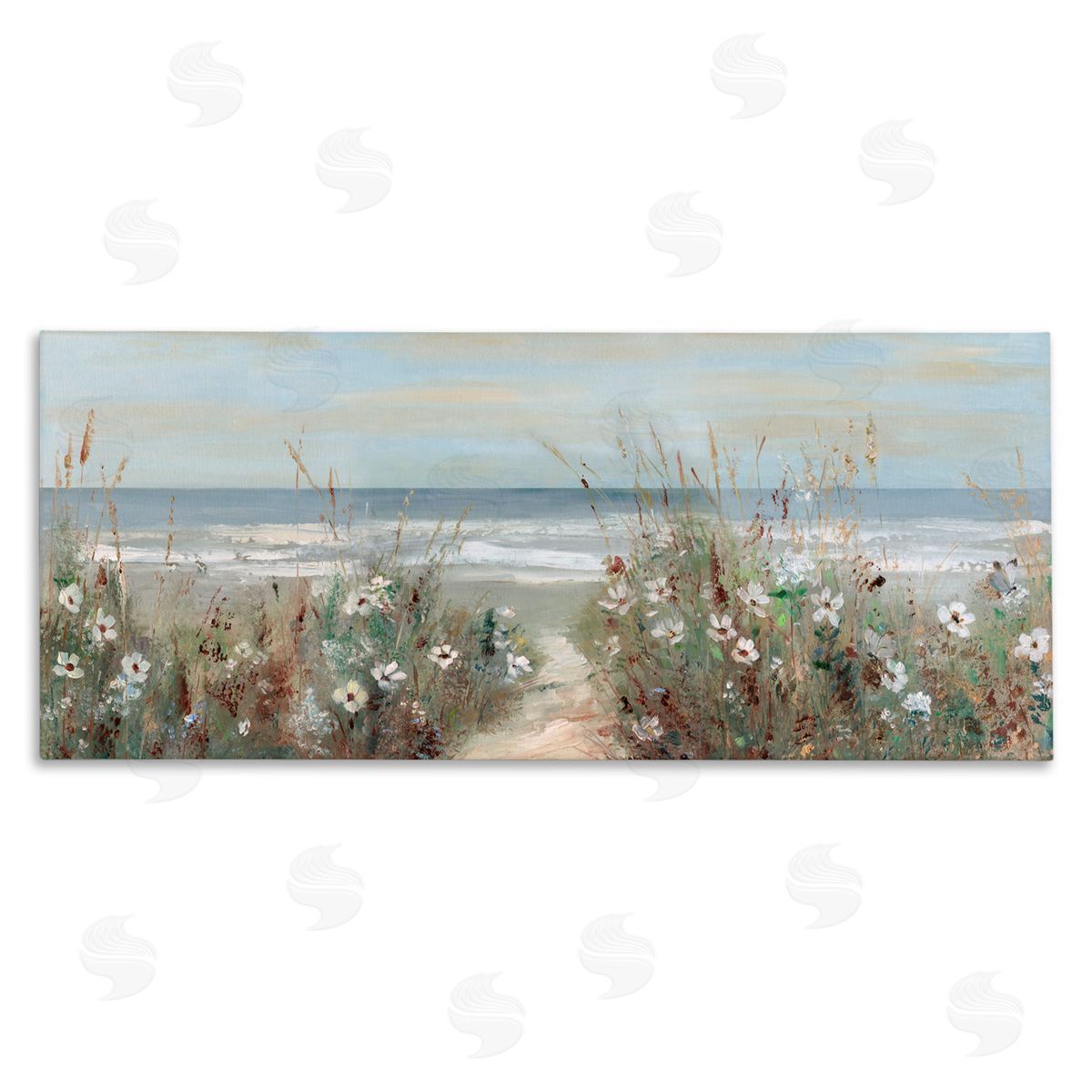 Sally Swatland Wildflower Coastline Beach Path Canvas Wall Art Print