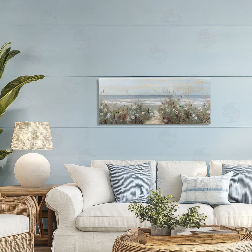 Sally Swatland Wildflower Coastline Beach Path Printed Wall Art in Room