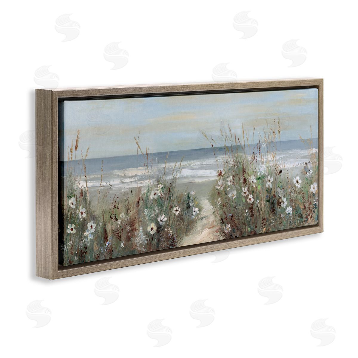 Sally Swatland Wildflower Coastline Beach Path Brown Floating Frame Canvas Art Print