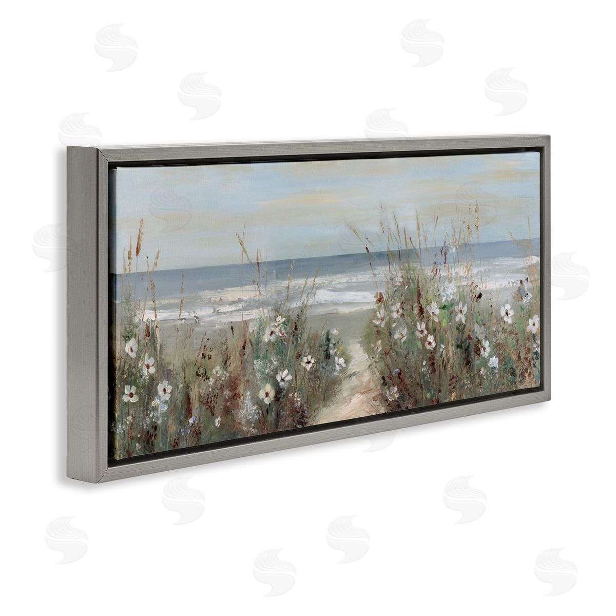 Sally Swatland Wildflower Coastline Beach Path Gray Floating Frame Canvas Art Print