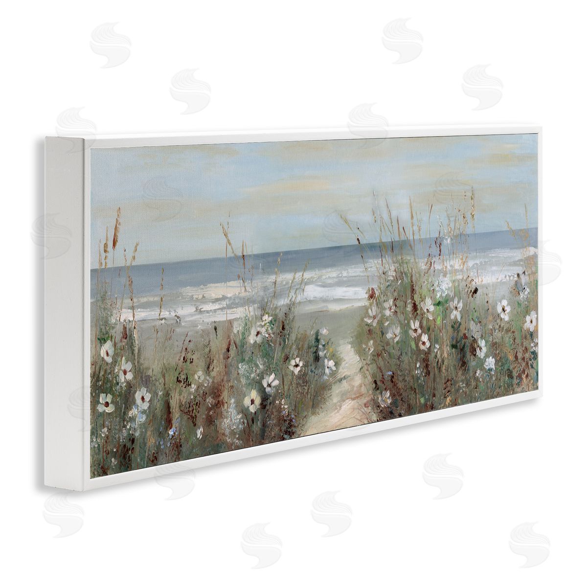 Sally Swatland Wildflower Coastline Beach Path White Frame Giclee Art Print