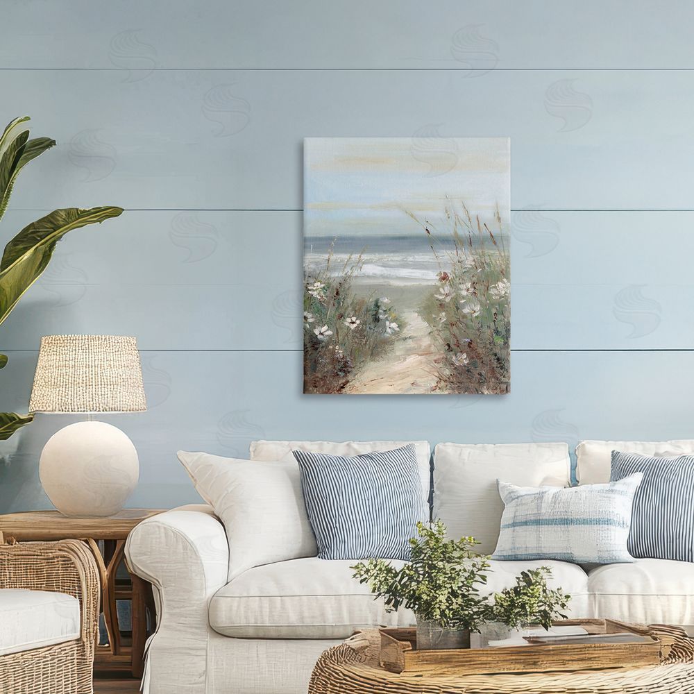Sally Swatland Wildflower Coastline Path Printed Wall Art in Room