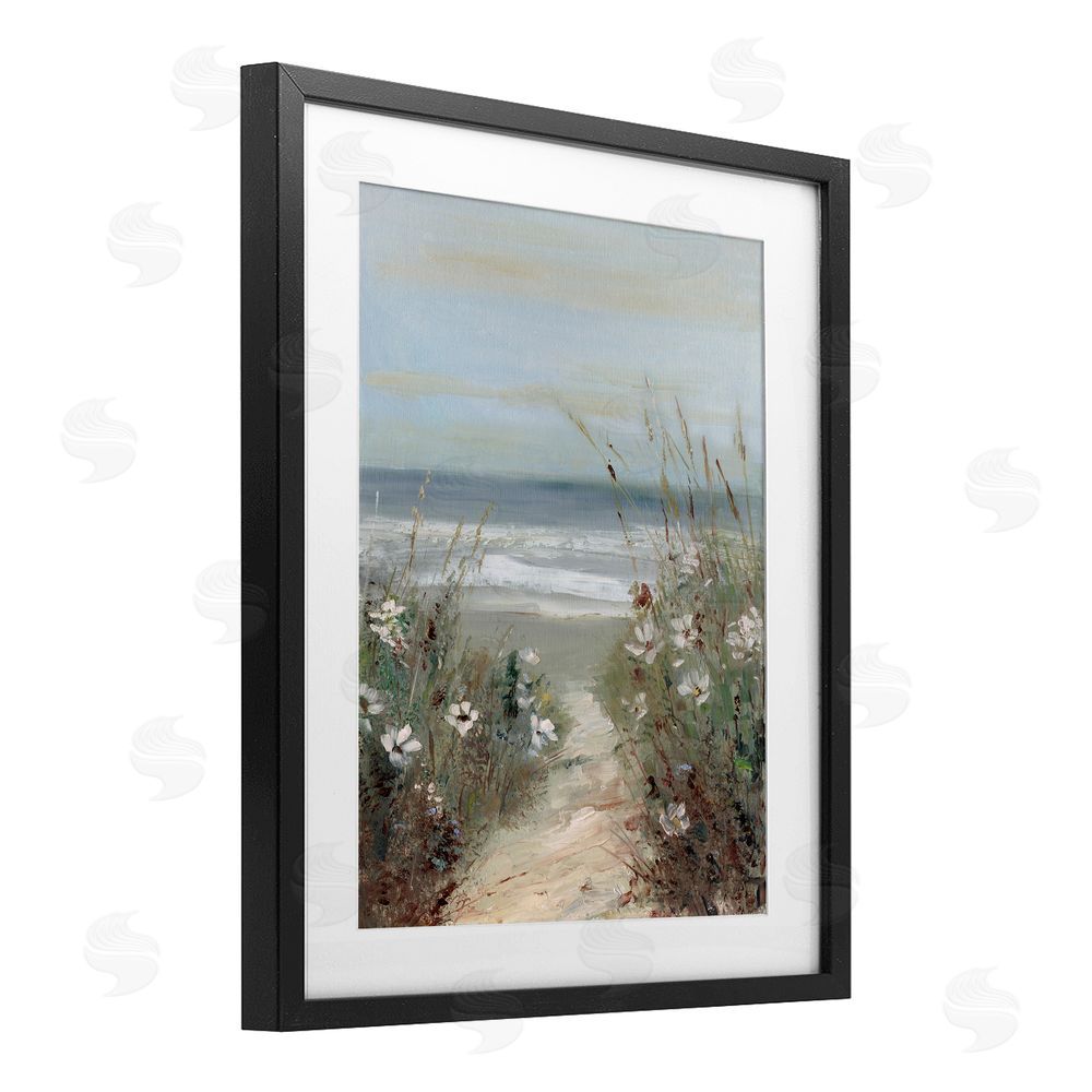 Sally Swatland Wildflower Coastline Path Black Framed Print Under Glass Art