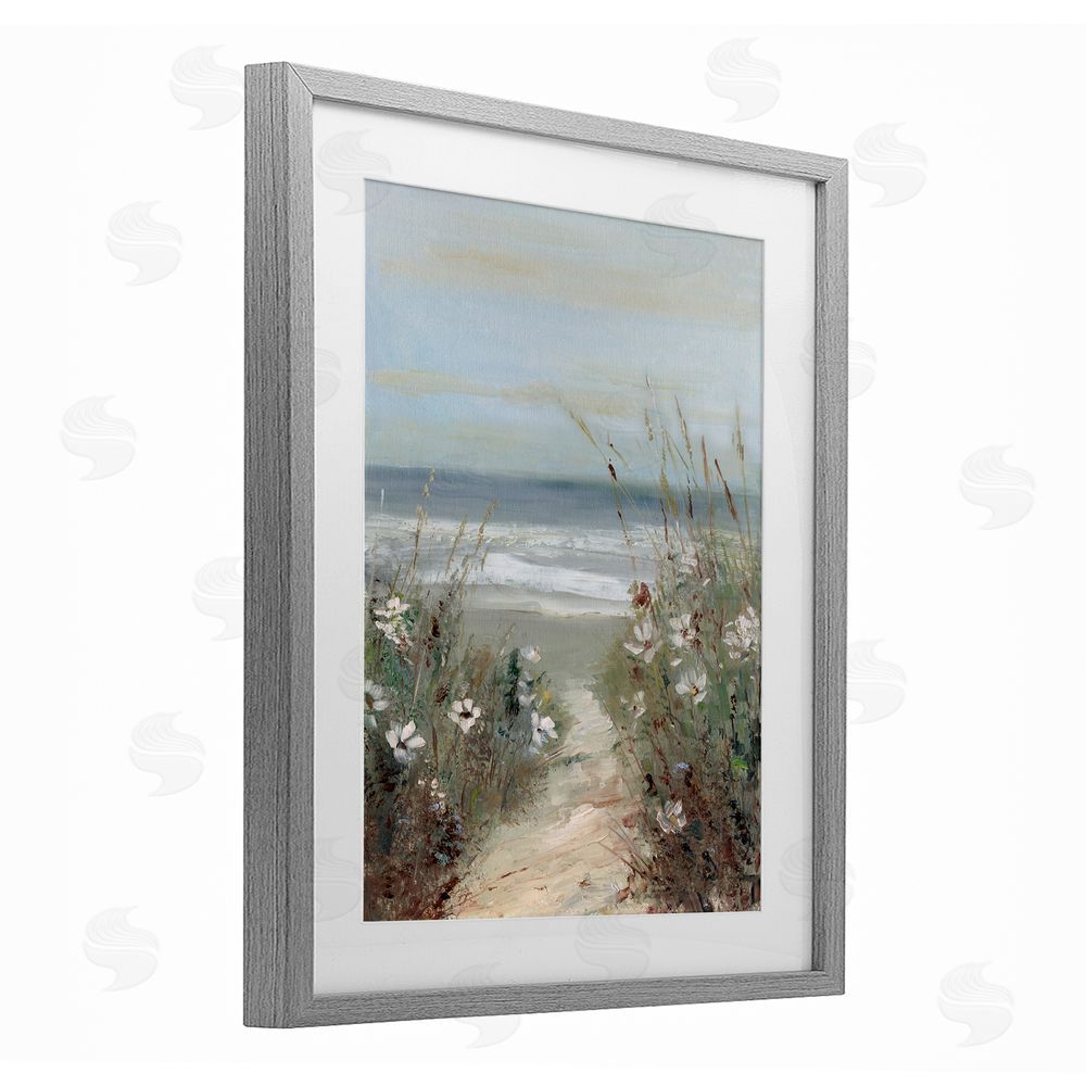 Sally Swatland Wildflower Coastline Path Gray Framed Print Under Glass Art