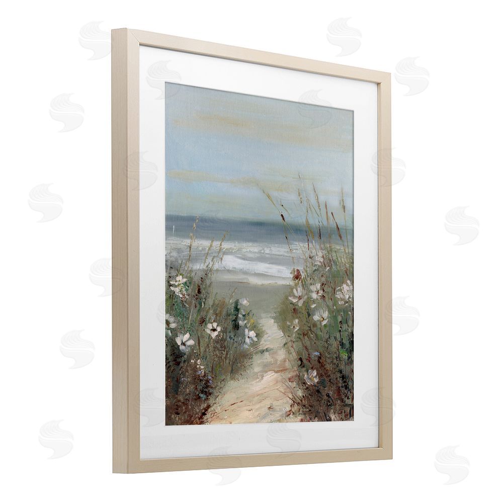 Sally Swatland Wildflower Coastline Path Birch Framed Print Under Glass Art