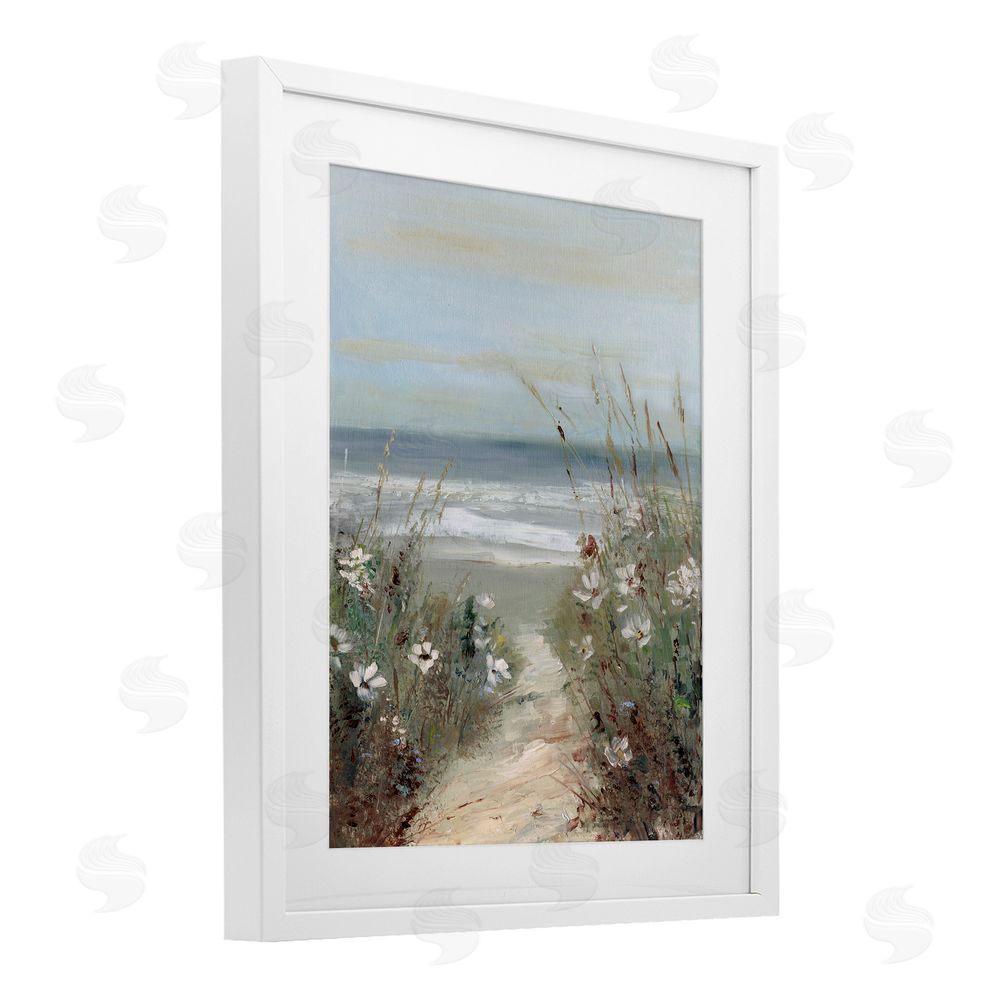 Sally Swatland Wildflower Coastline Path White Framed Print Under Glass Art