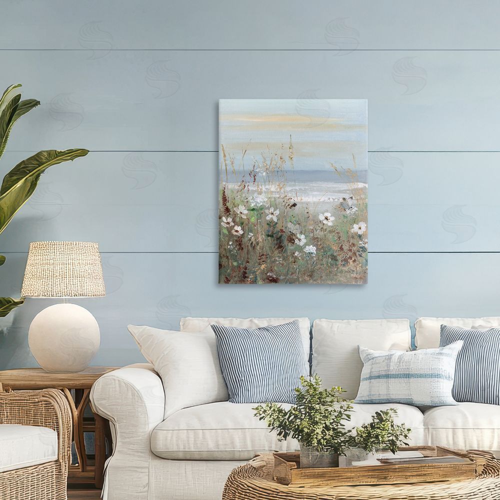 Sally Swatland Wild Flower Coastline Painting Printed Wall Art in Room