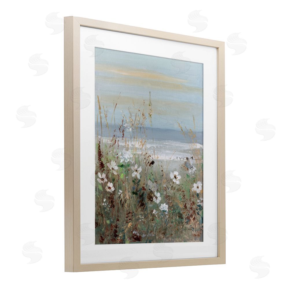 Sally Swatland Wild Flower Coastline Painting Birch Framed Print Under Glass Art