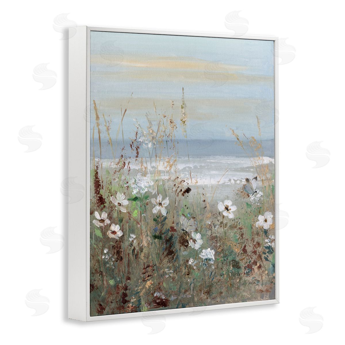 Sally Swatland Wild Flower Coastline Painting White Frame Giclee Art Print