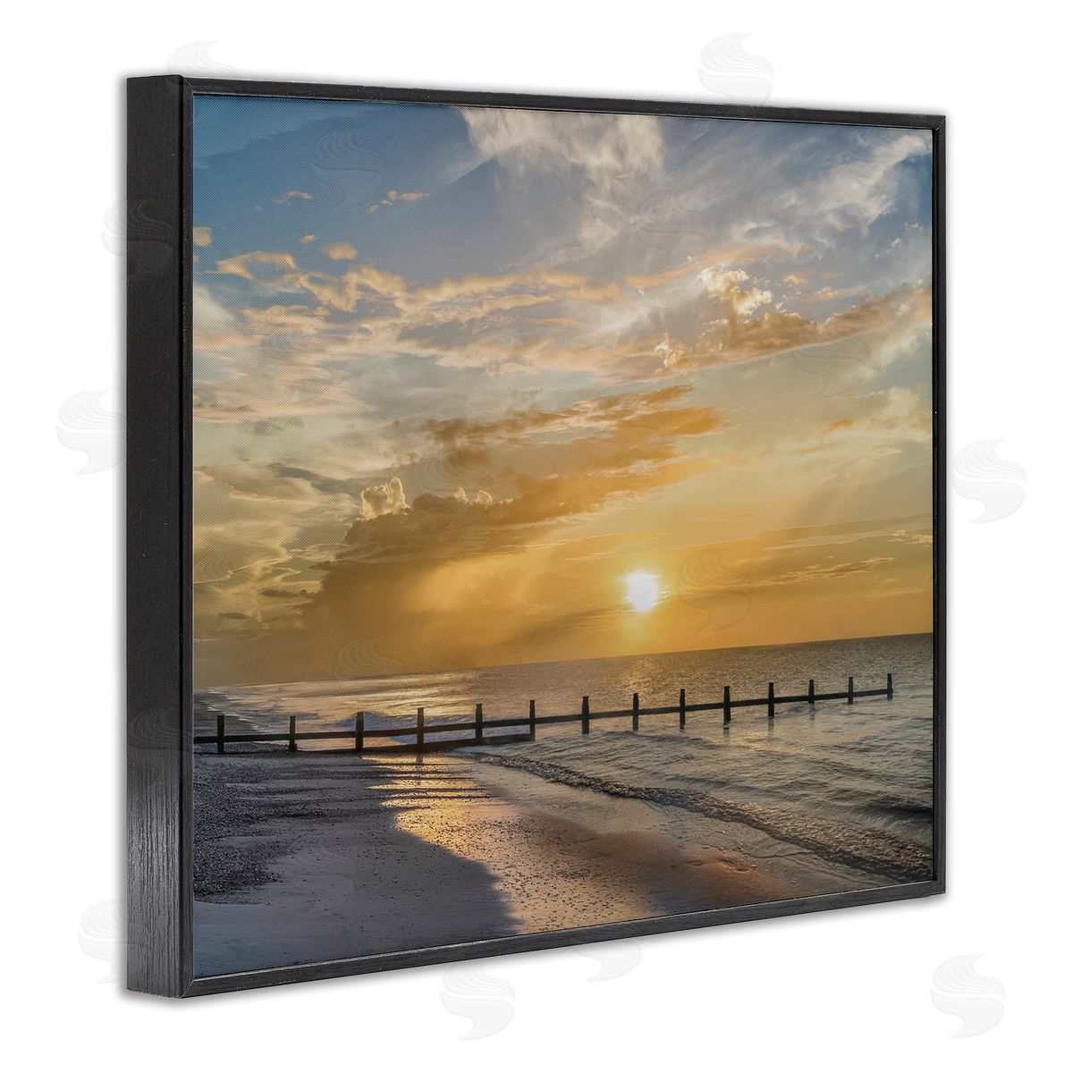 Mike Calascibetta Sunset Pier Photograph Black Framed Giclee Art Print