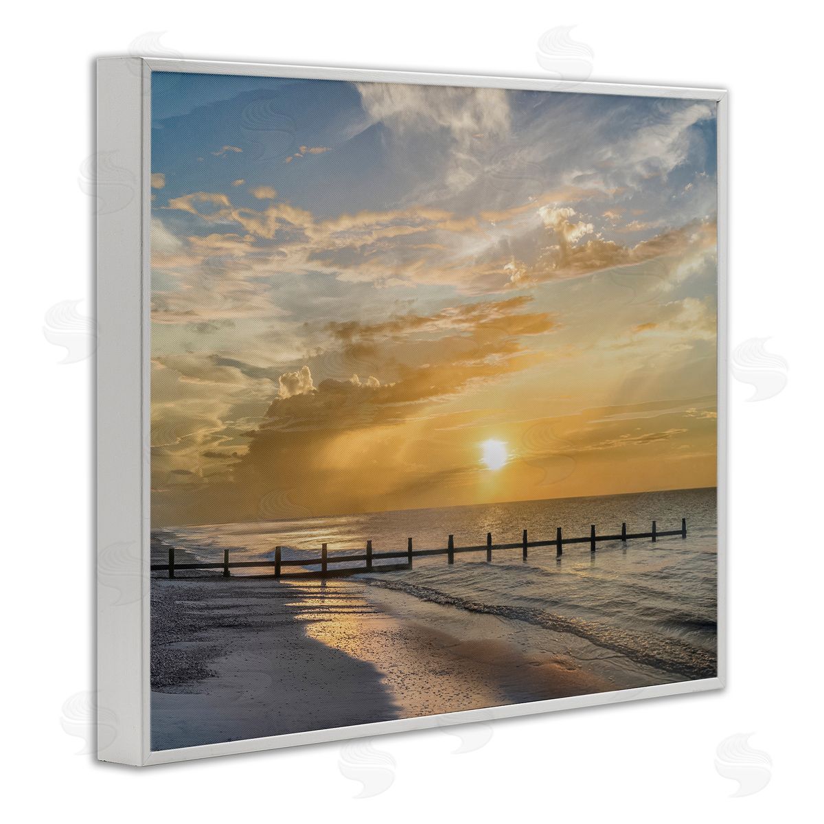 Mike Calascibetta Sunset Pier Photograph White Frame Giclee Art Print