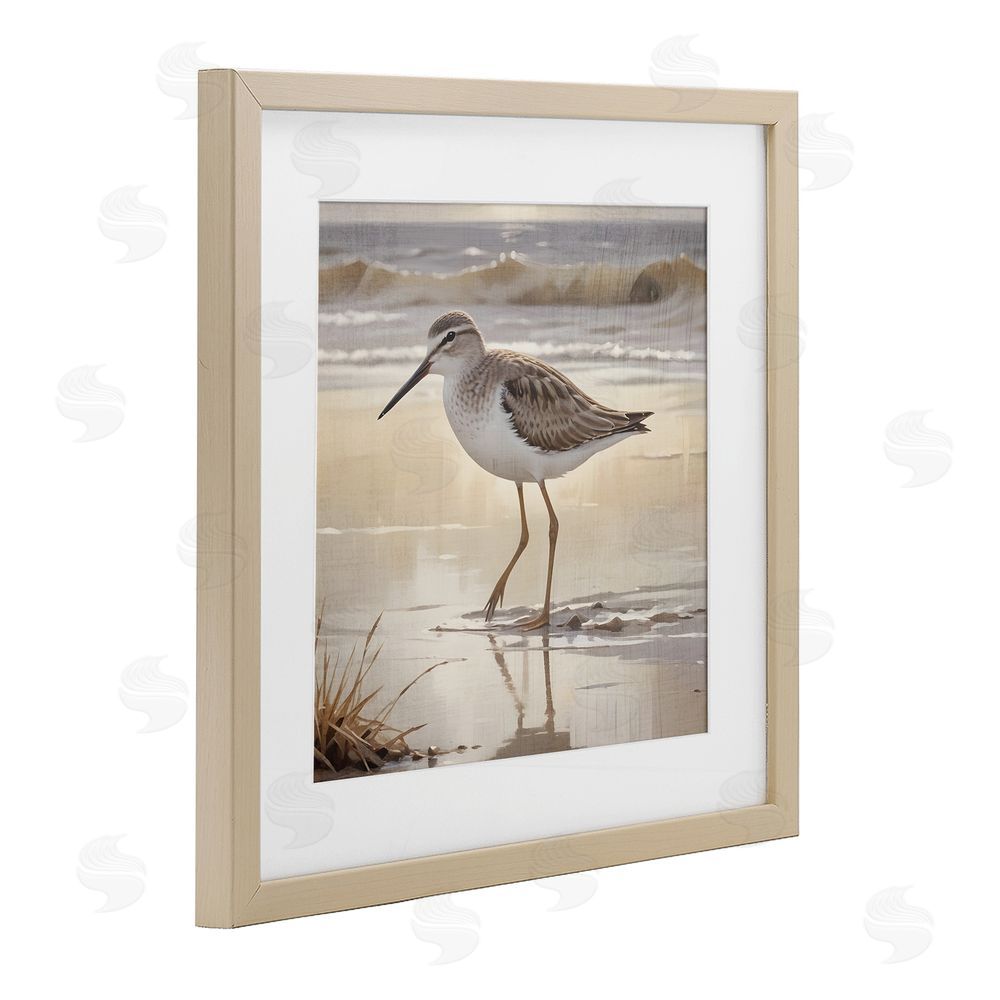 Susan Arnot Wading Beach Sandpiper Birch Framed Print Under Glass Art