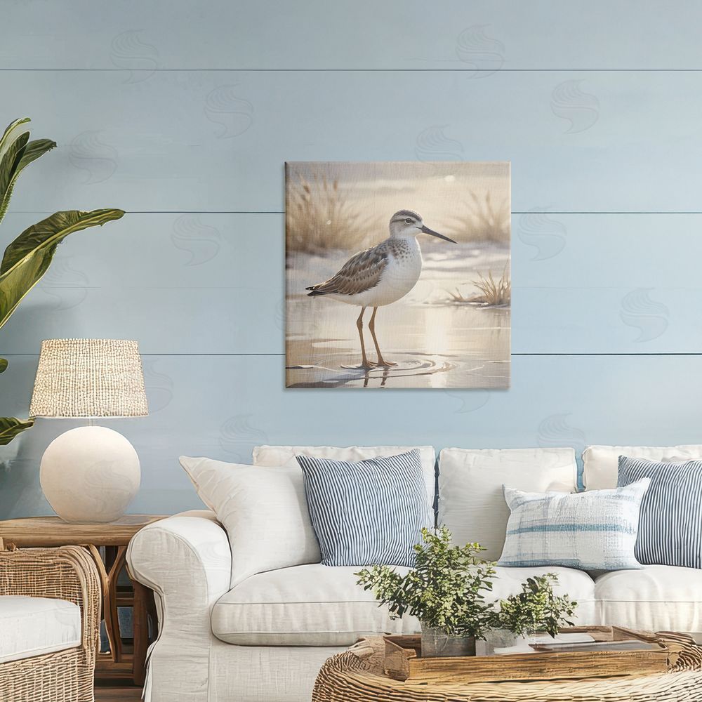 Susan Arnot Sunlit Sandpiper in Shallow Water Printed Wall Art in Room