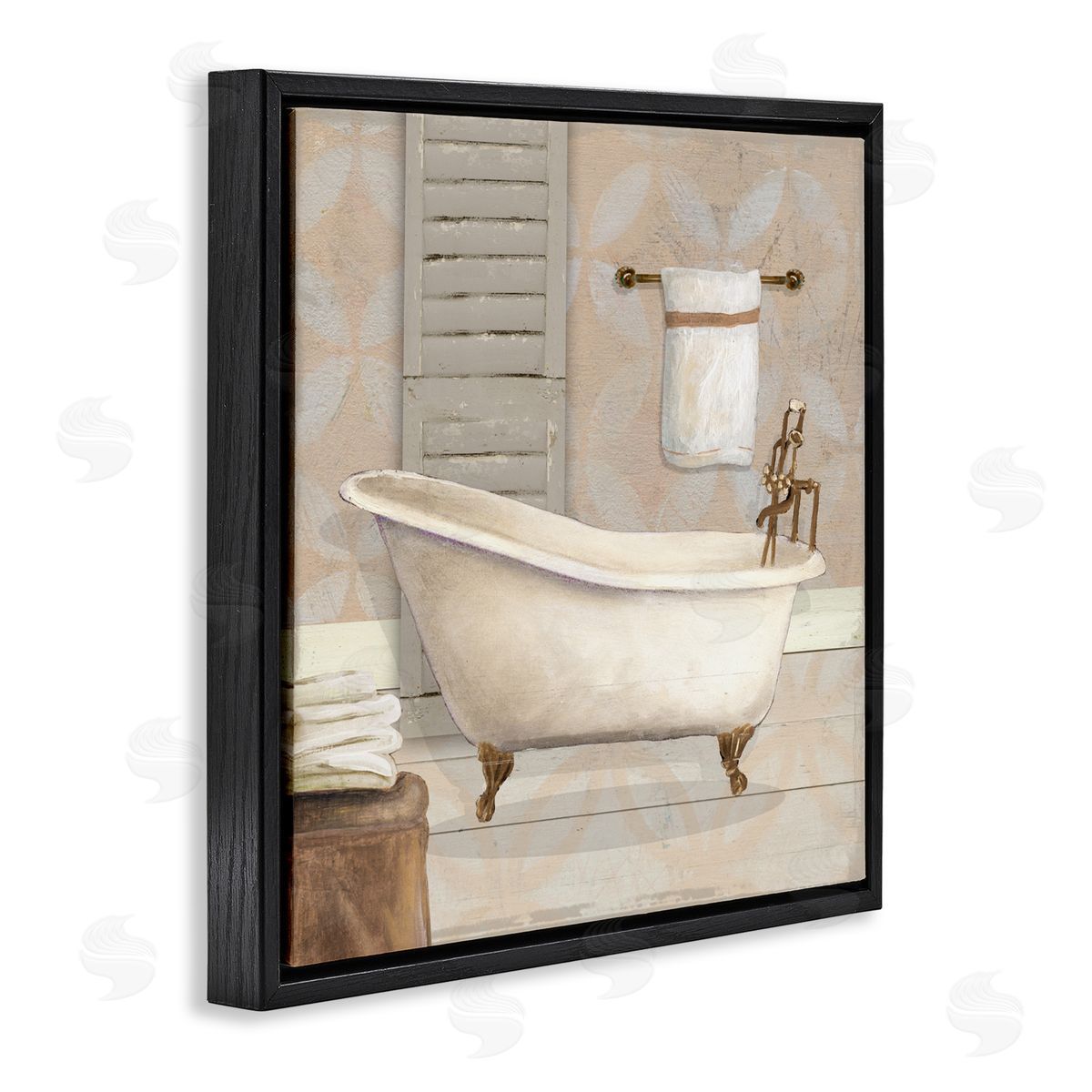 Carol Robinson Neutral Clawfoot Bathtub Black Floating Frame Canvas Wall Art Print
