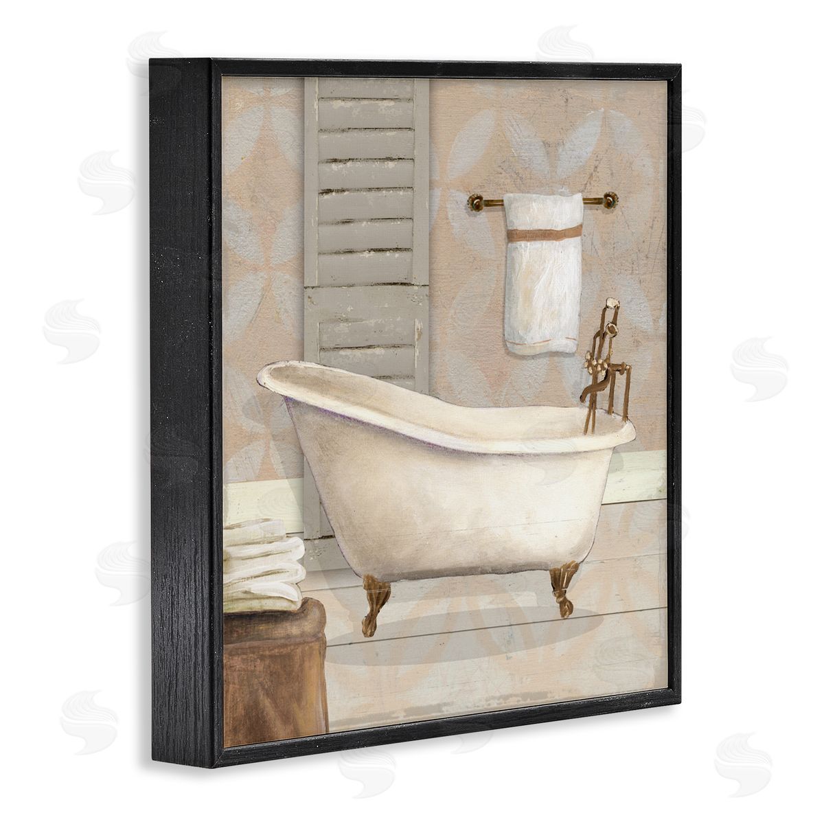 Carol Robinson Neutral Clawfoot Bathtub Black Framed Giclee Art Print