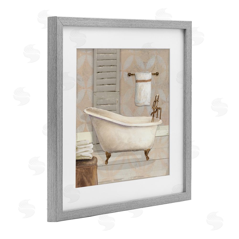 Carol Robinson Neutral Clawfoot Bathtub Gray Framed Print Under Glass Art