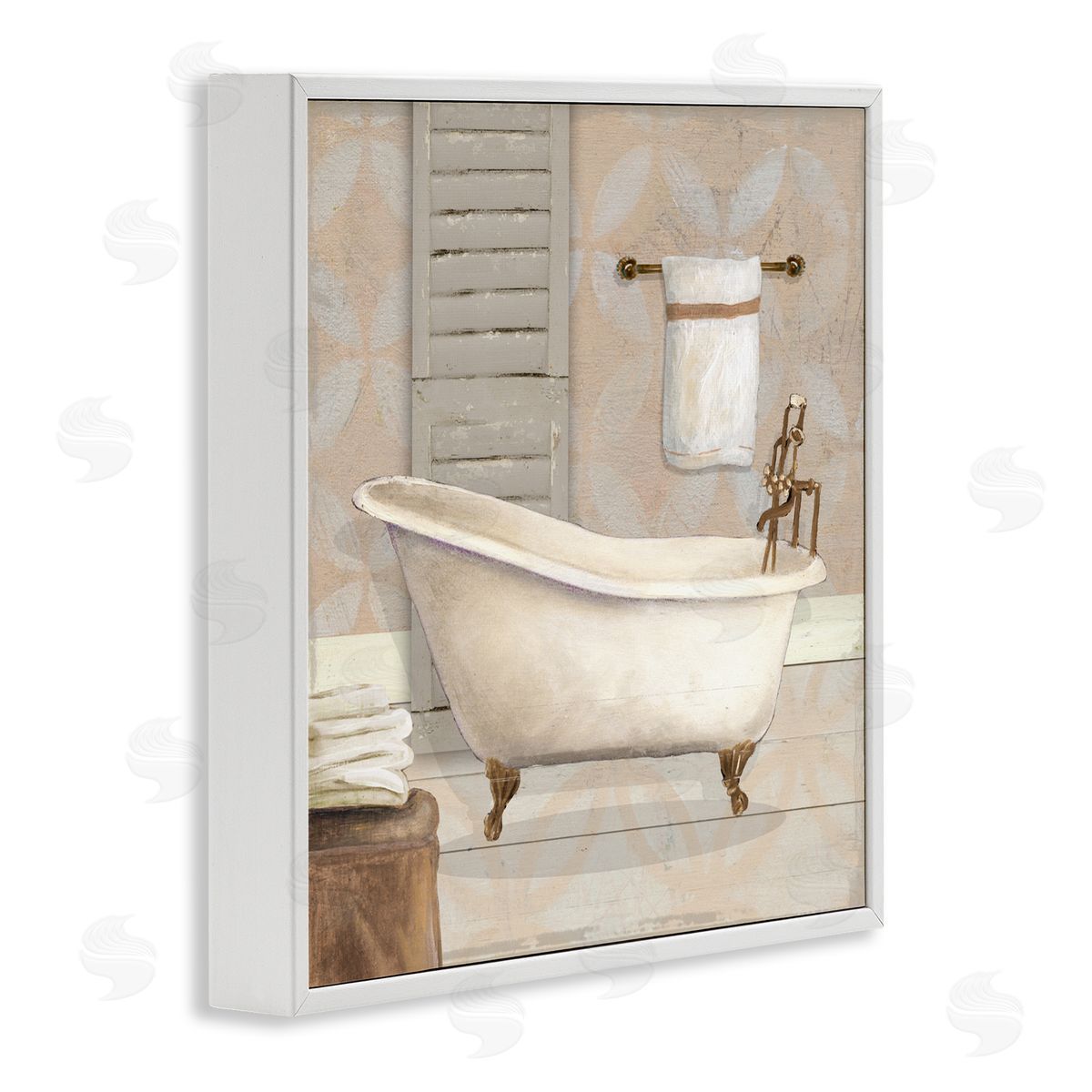 Carol Robinson Neutral Clawfoot Bathtub White Frame Giclee Art Print