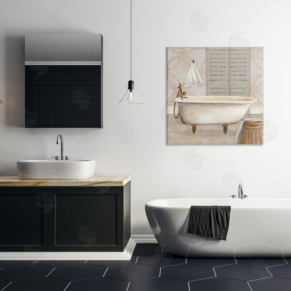 Carol Robinson Neutral Bath Rustic Printed Wall Art in Room