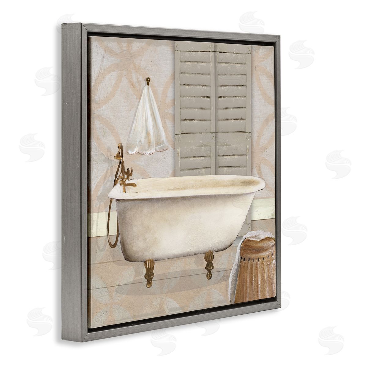 Carol Robinson Neutral Bath Rustic Gray Floating Frame Canvas Art Print