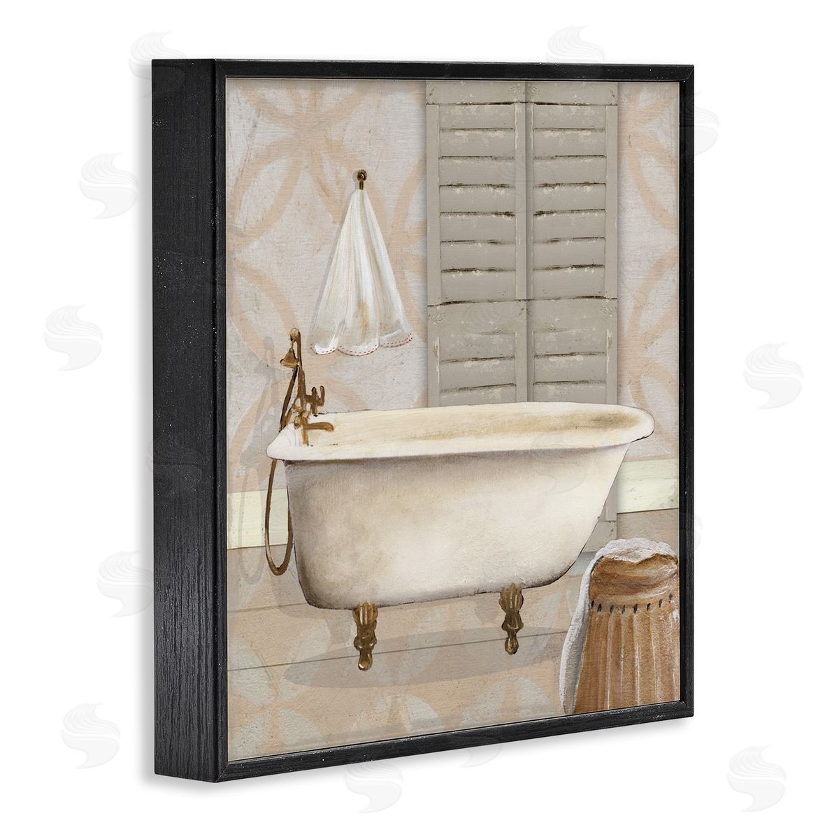 Carol Robinson Neutral Bath Rustic Black Framed Giclee Art Print