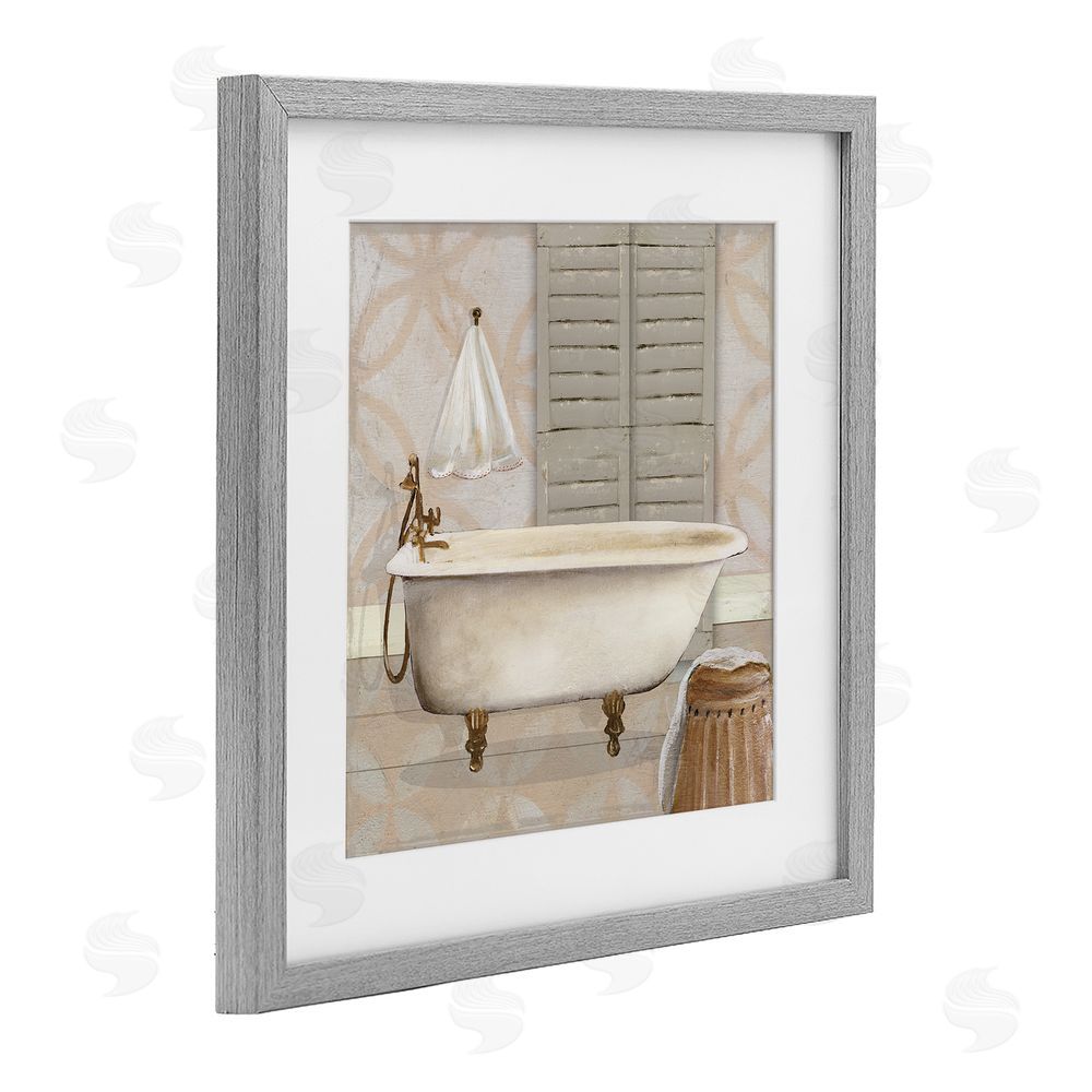 Carol Robinson Neutral Bath Rustic Gray Framed Print Under Glass Art