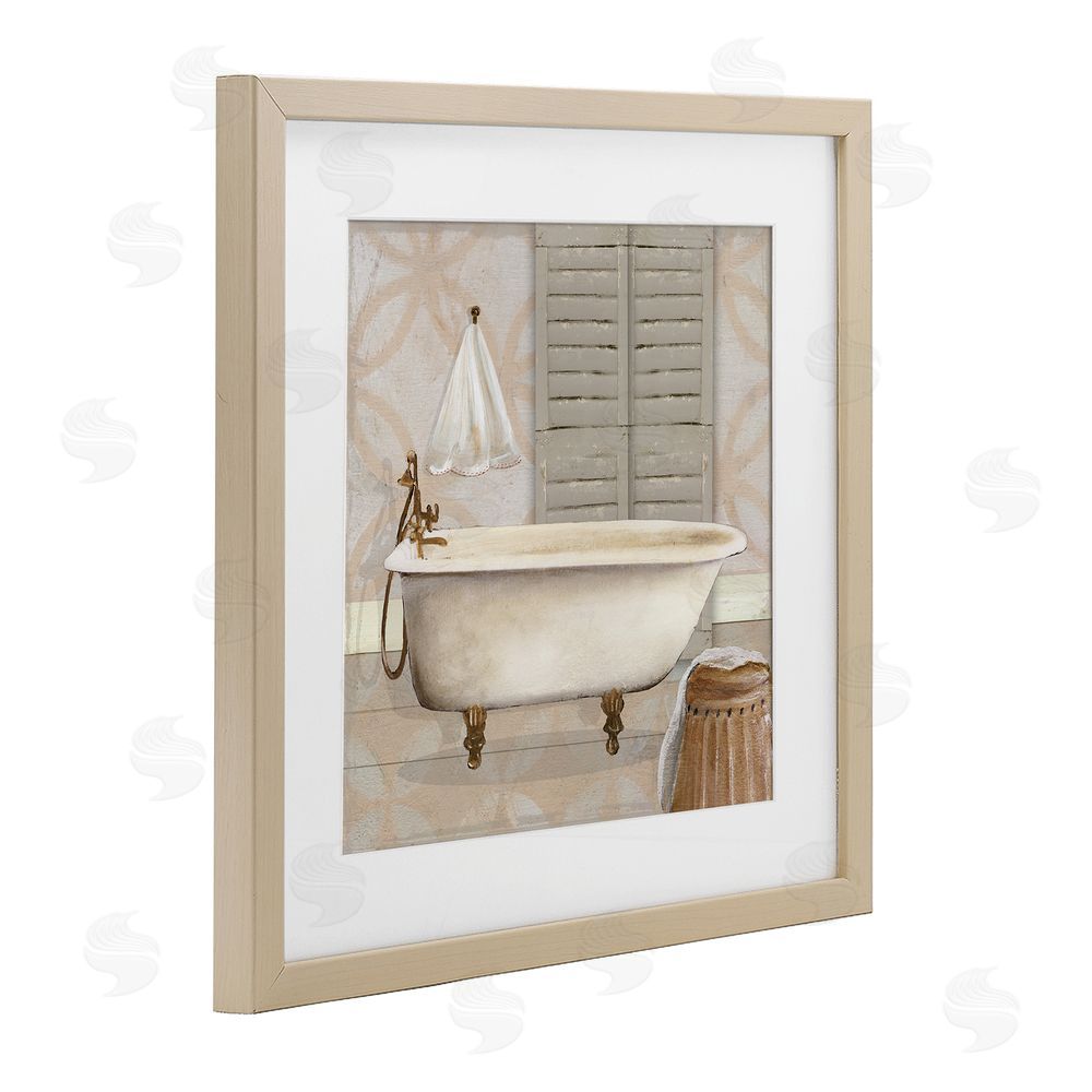 Carol Robinson Neutral Bath Rustic Birch Framed Print Under Glass Art