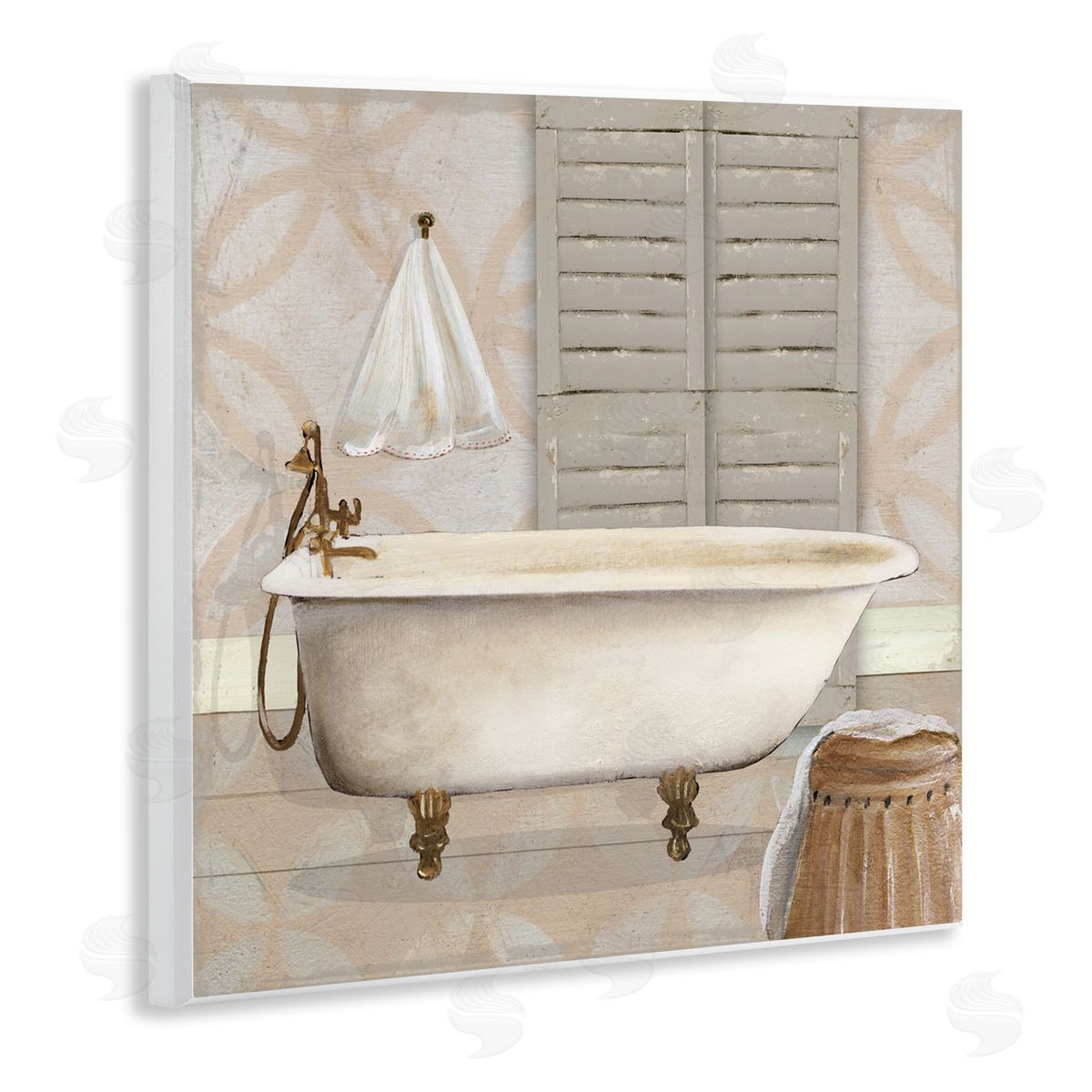 Carol Robinson Neutral Bath Rustic Wall Plaque Art Print
