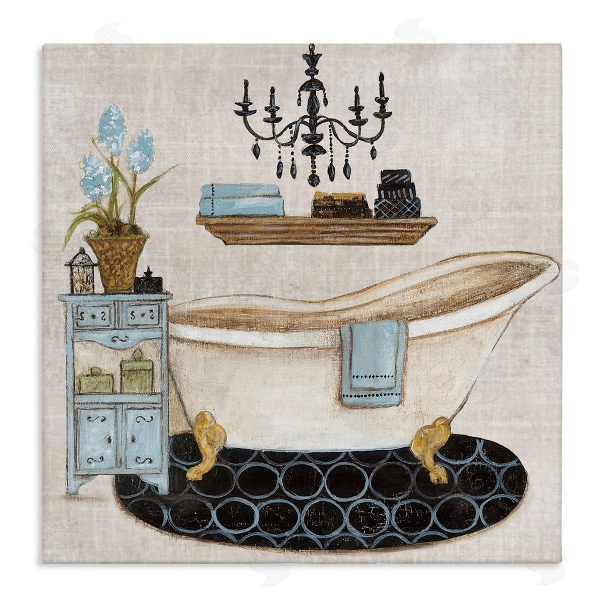Janet Tava Blue Relaxation Bath Canvas Wall Art Print