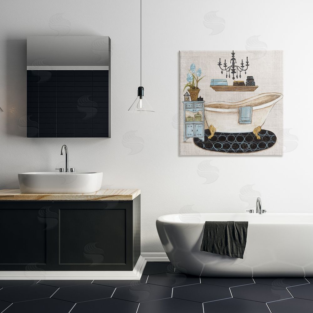 Janet Tava Blue Relaxation Bath Printed Wall Art in Room
