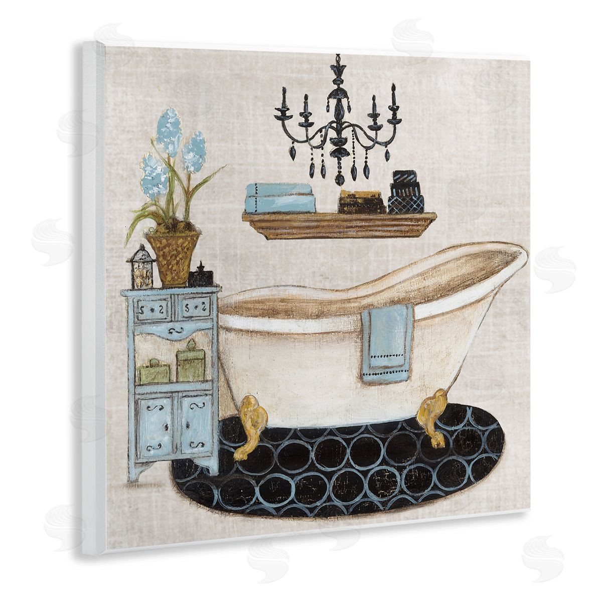 Janet Tava Blue Relaxation Bath Wall Plaque Art Print