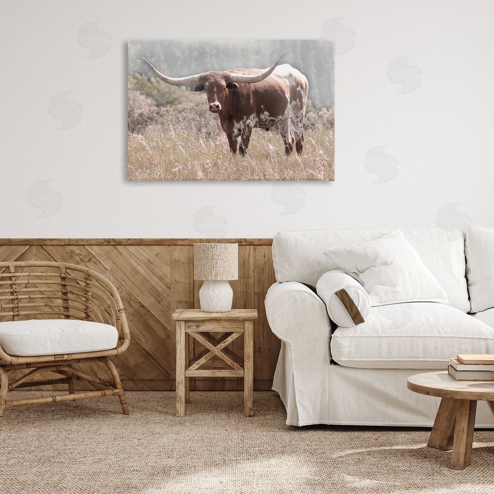Carol Robinson Texas Longhorn Photograph Printed Wall Art in Room