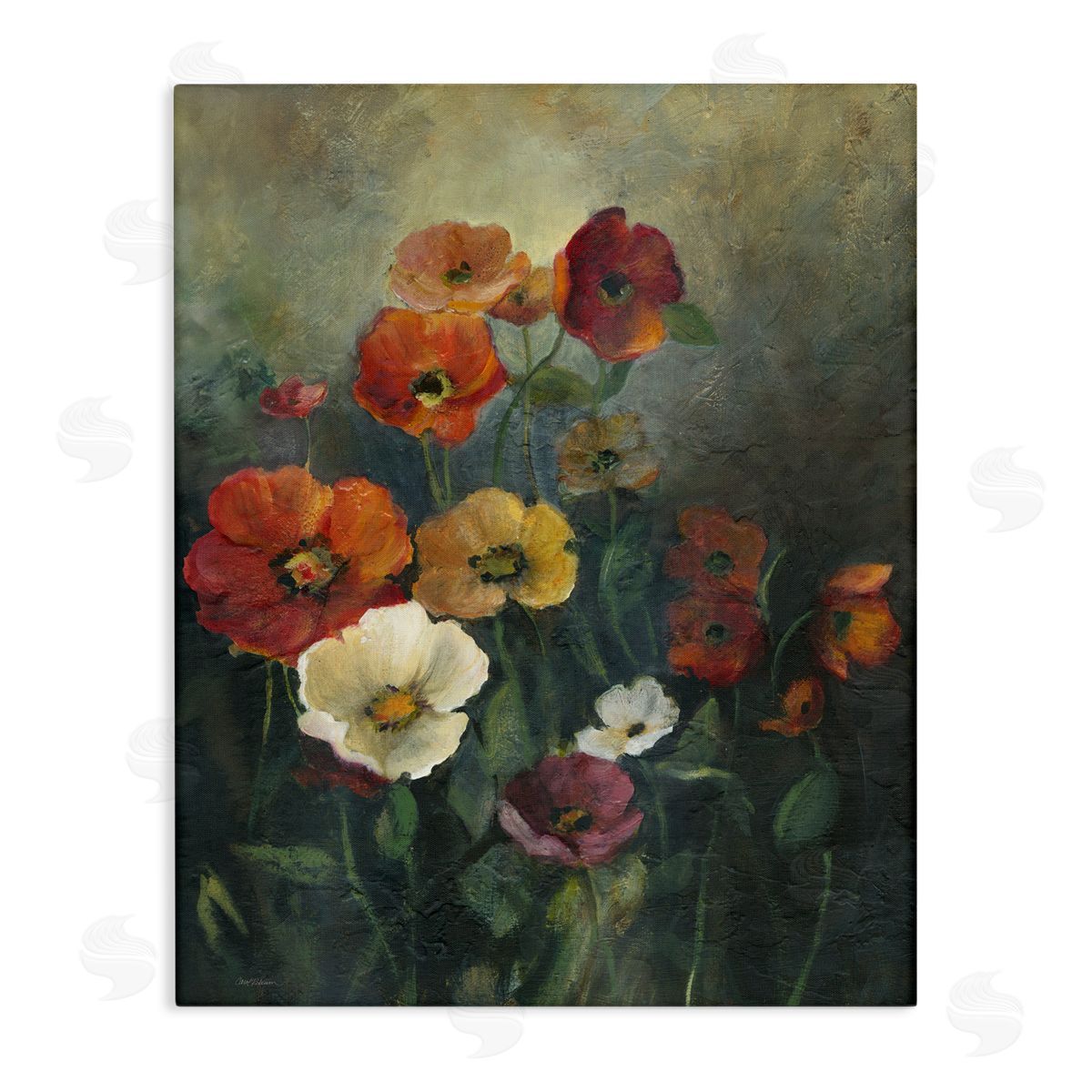 Carol Robinson Poppies at Dawn Scene Canvas Wall Art Print