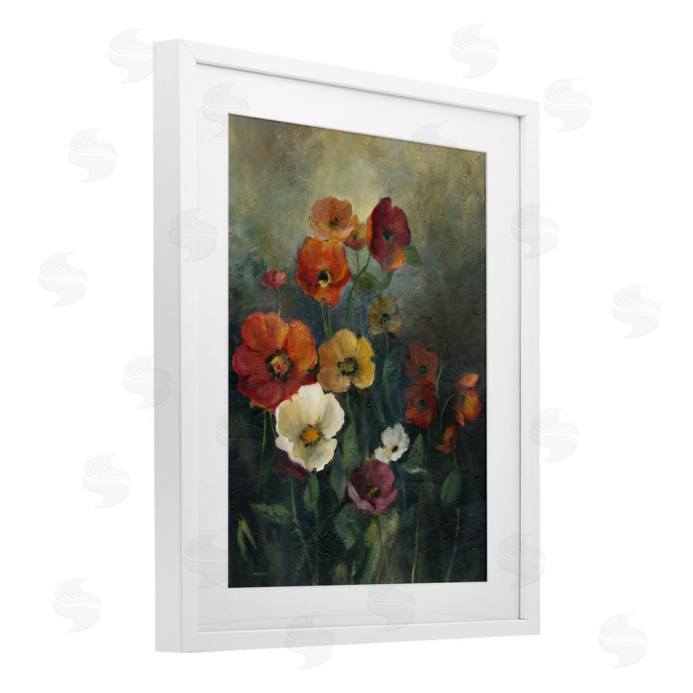 Carol Robinson Poppies at Dawn Scene White Framed Print Under Glass Art