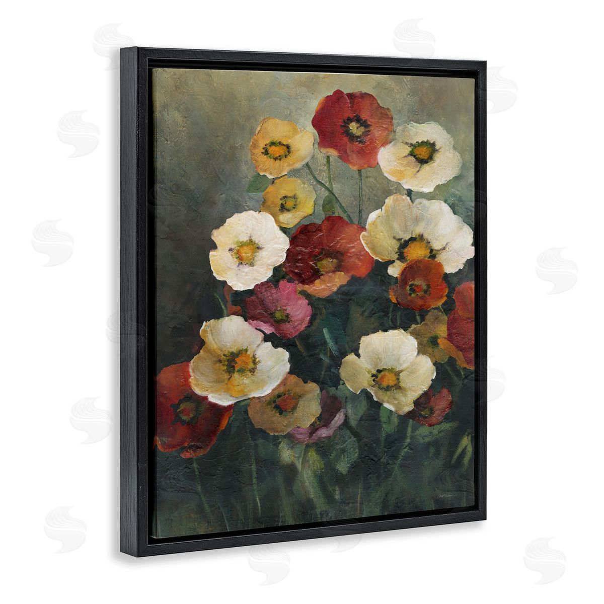 Carol Robinson Poppies at Dawn Painting Black Floating Frame Canvas Wall Art Print