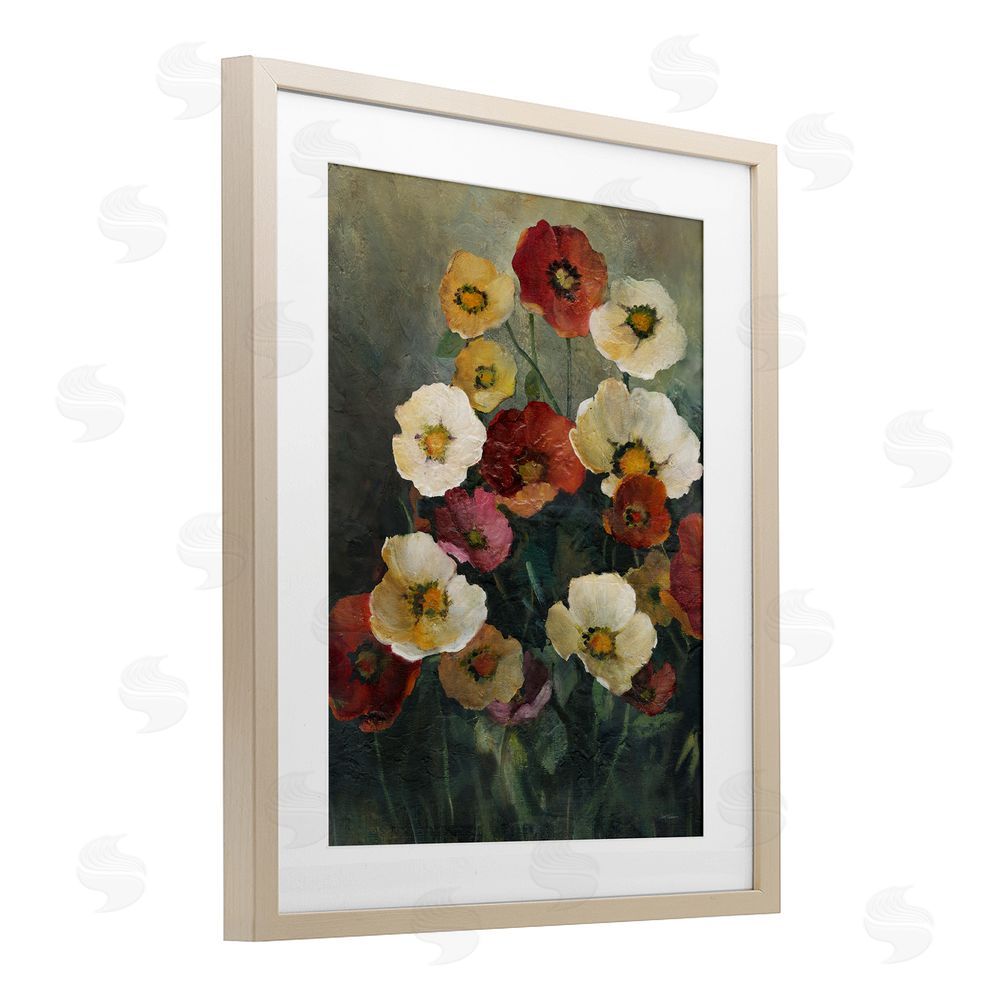 Carol Robinson Poppies at Dawn Painting Birch Framed Print Under Glass Art