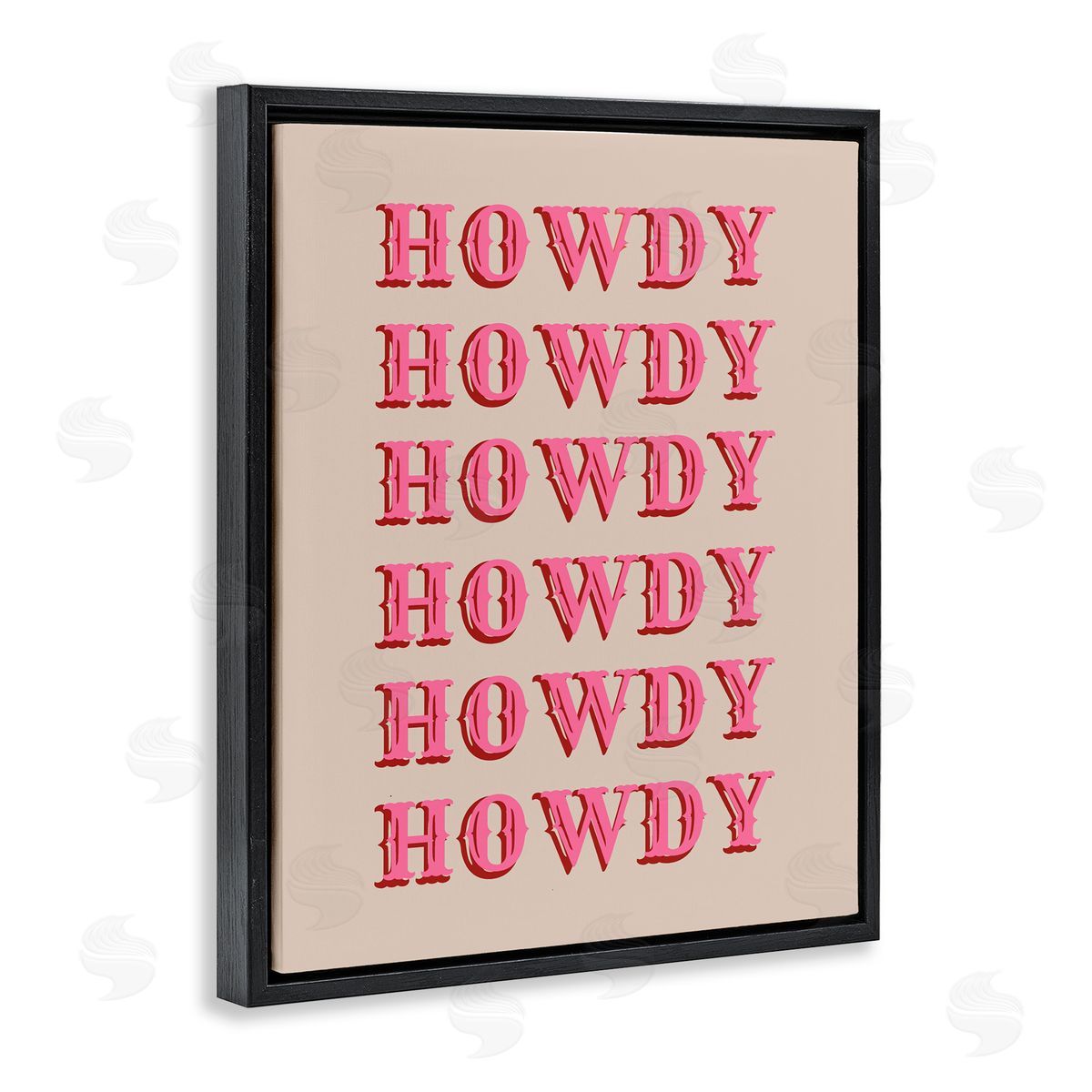 CAD Designs Howdy Pink Typography Black Floating Frame Canvas Wall Art Print