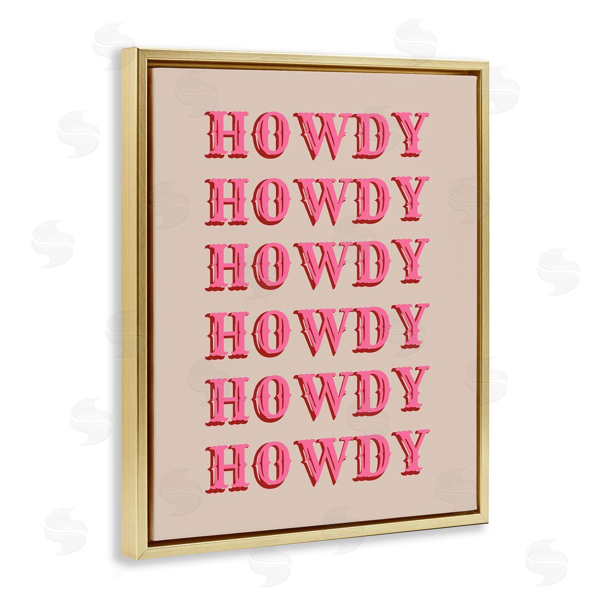CAD Designs Howdy Pink Typography Gold Floating Frame Canvas Art Print