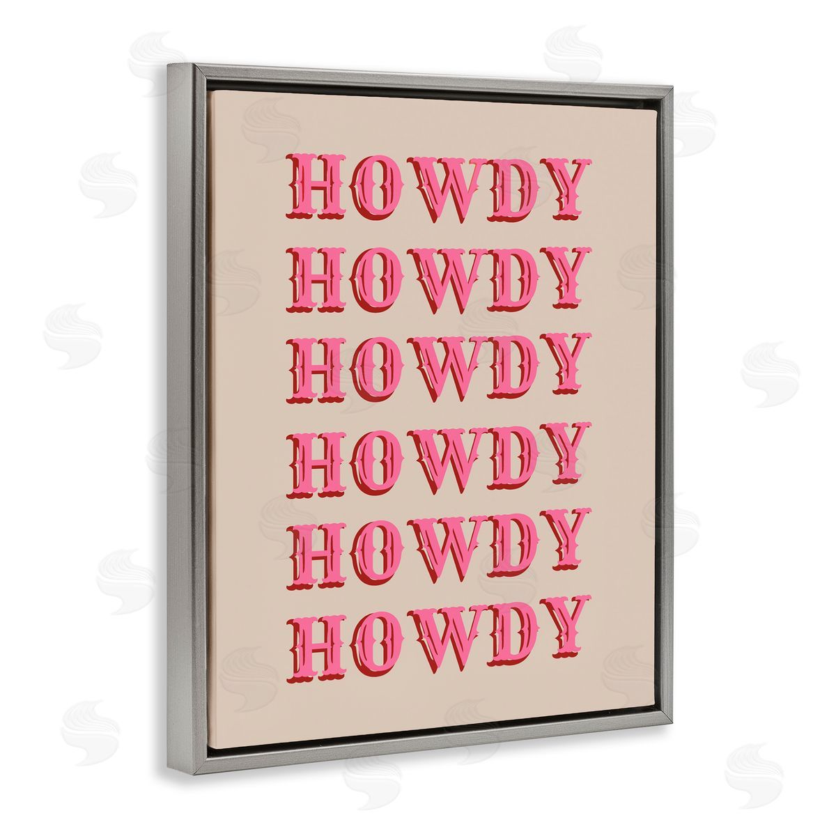 CAD Designs Howdy Pink Typography Gray Floating Frame Canvas Art Print