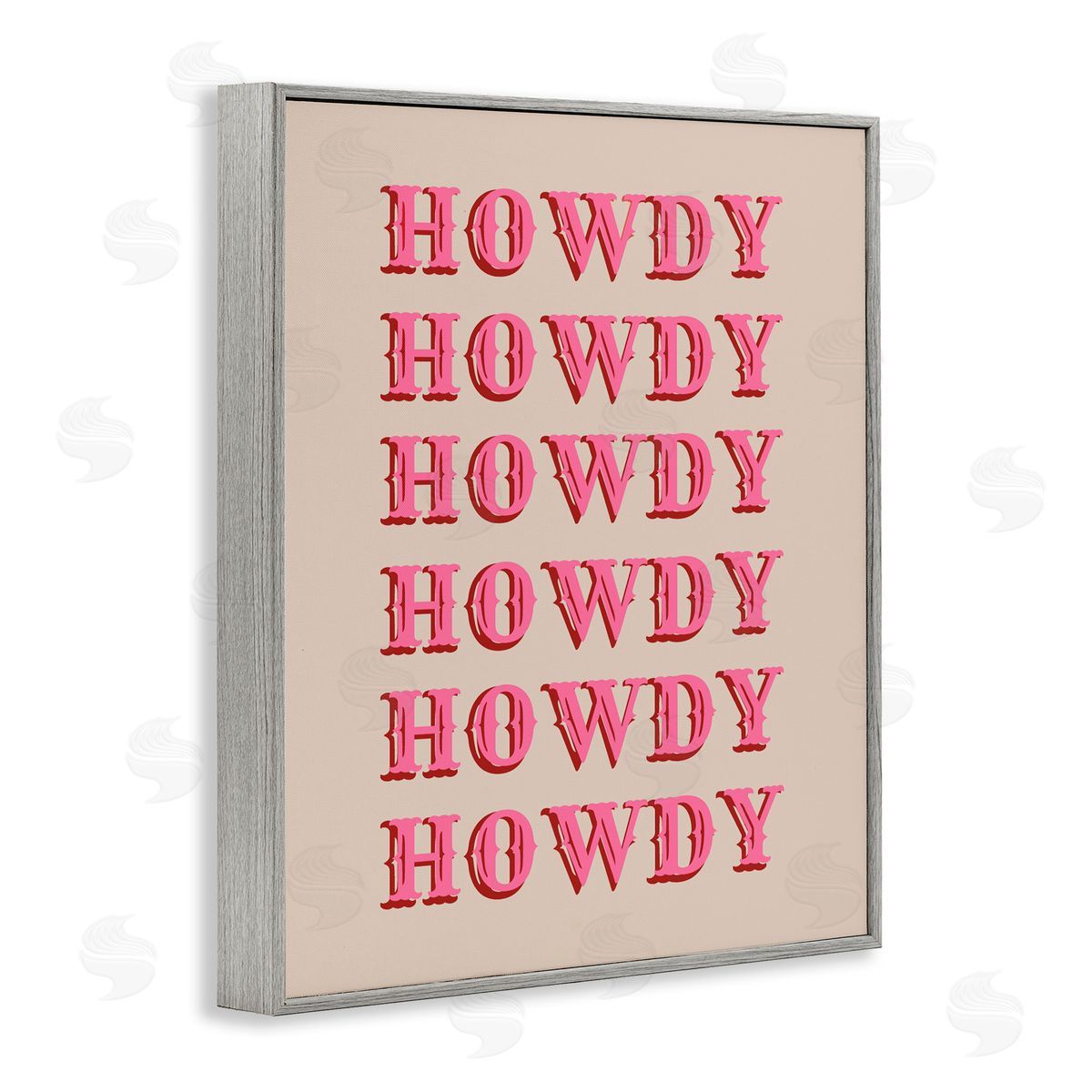CAD Designs Howdy Pink Typography Gray Framed Giclee Art Print