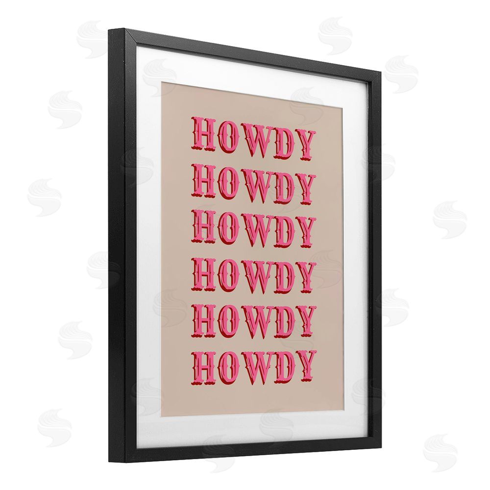 CAD Designs Howdy Pink Typography Black Framed Print Under Glass Art