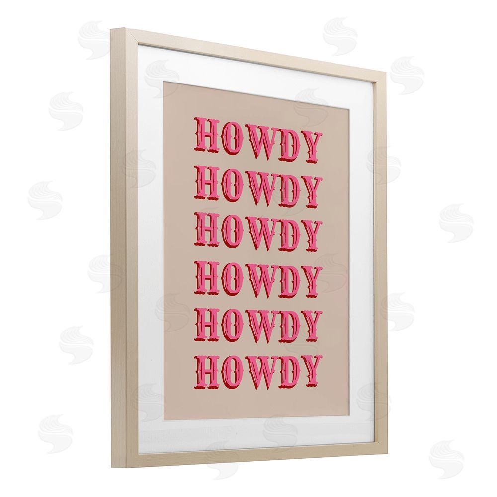 CAD Designs Howdy Pink Typography Birch Framed Print Under Glass Art