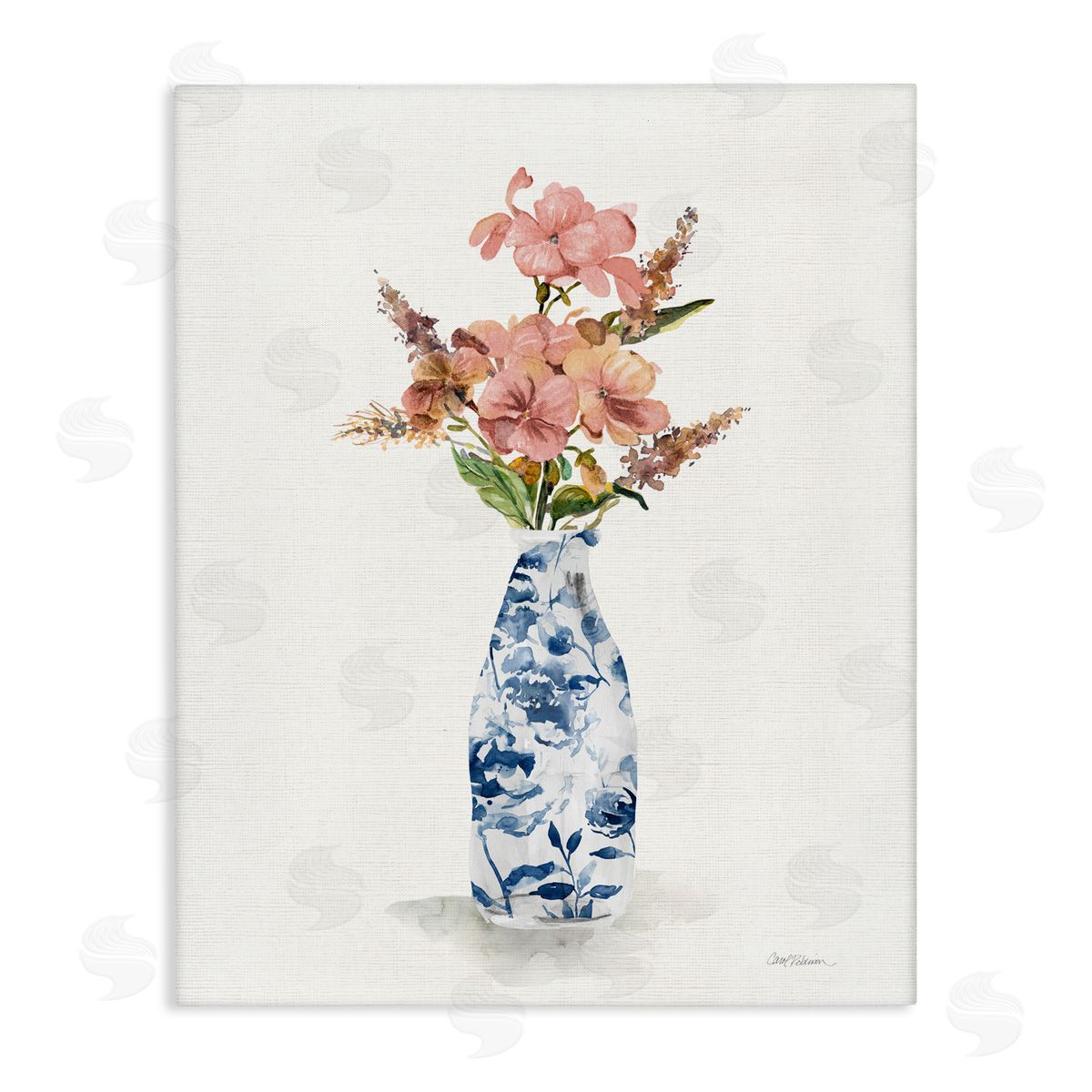 Carol Robinson Chinoiserie Blooms Pink Florals Canvas Wall Art Print