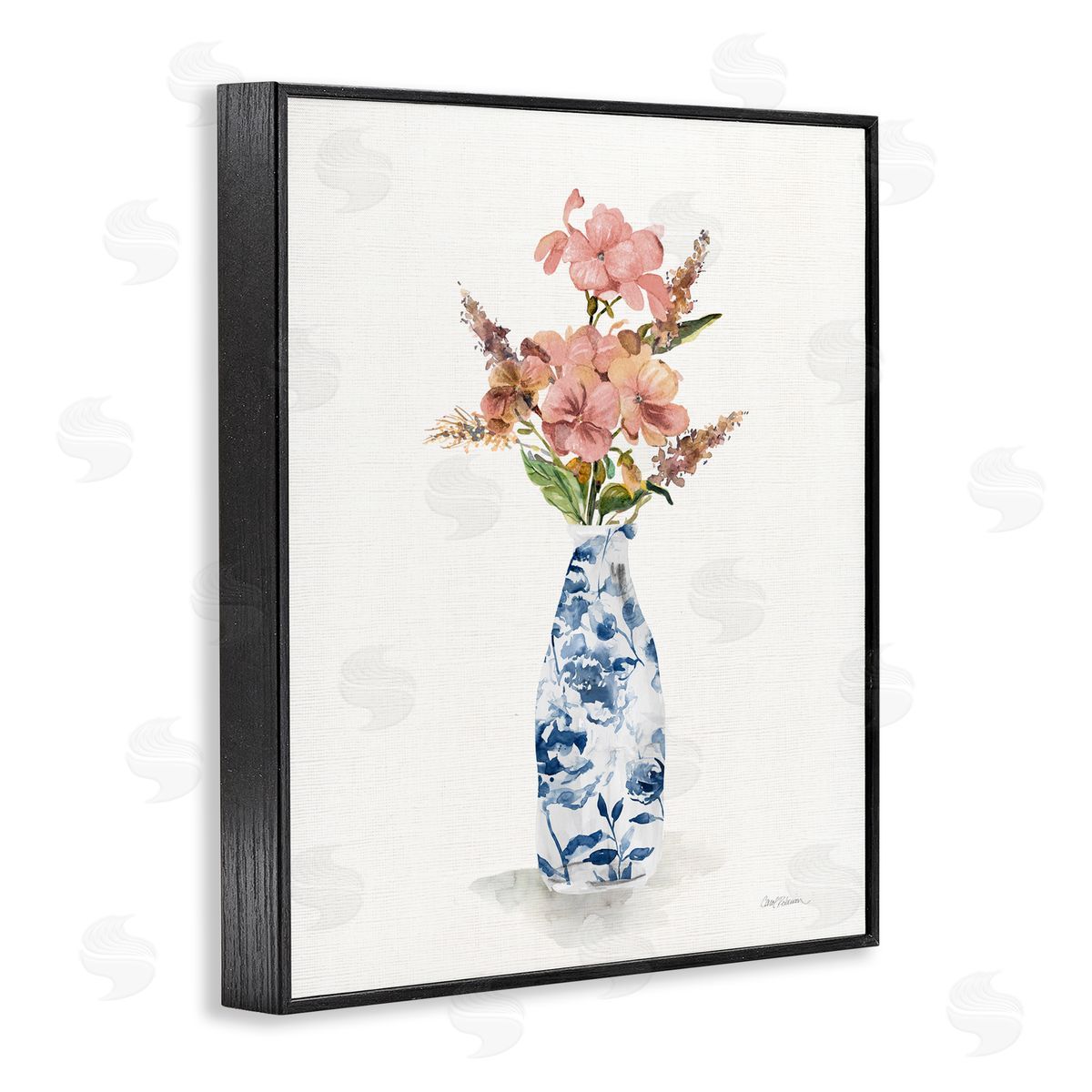 Carol Robinson Chinoiserie Blooms Pink Florals Black Framed Giclee Art Print